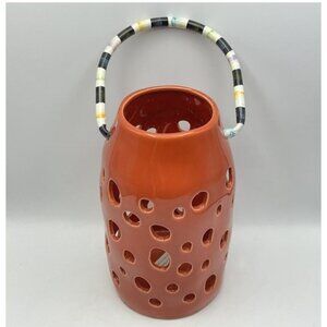 MacKenzie-Childs Terracotta Pierced Lantern With Hand-Painted Beaded Handle